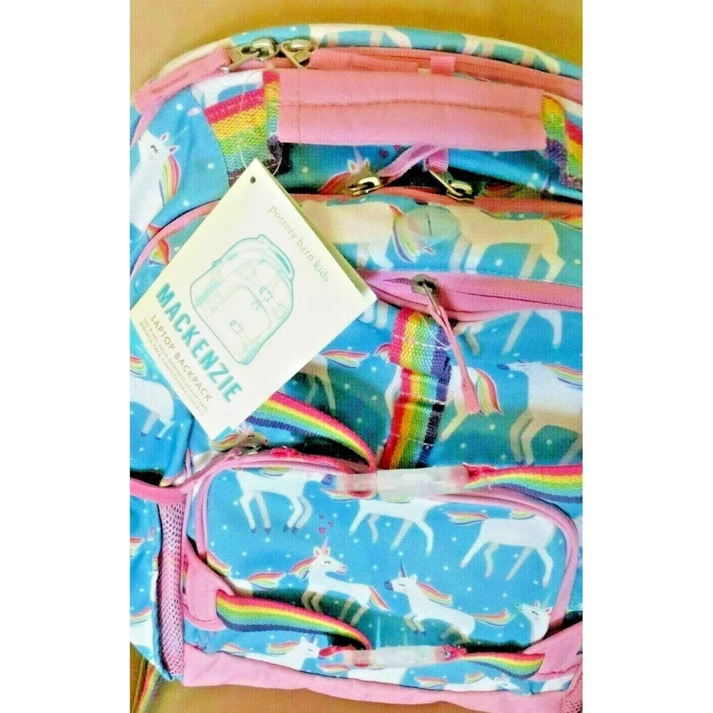 Pottery barn School BACKPACK LARGE Rainbow Unicorn Parade Heart Travel pink girl
